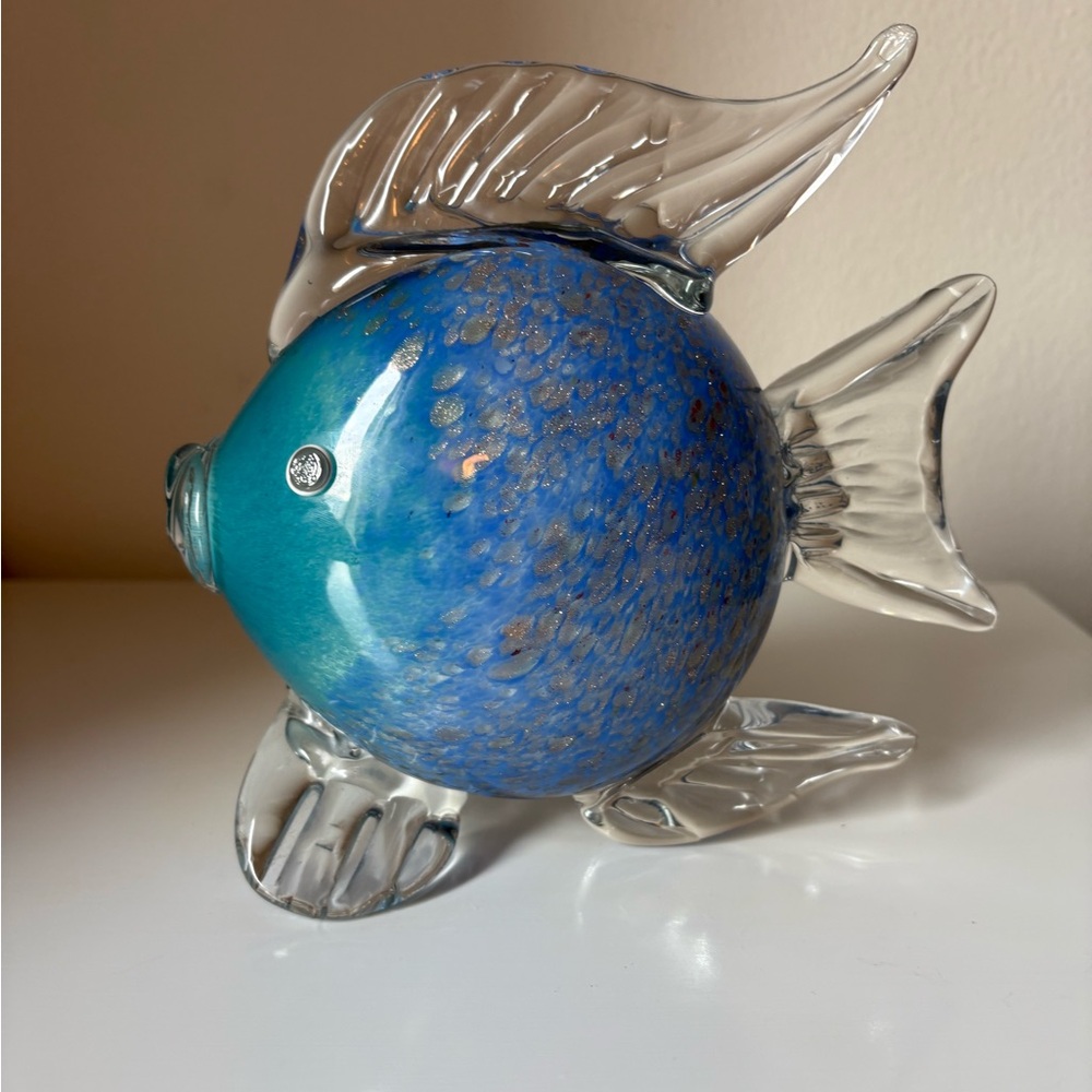 Blue and Clear Glass Fish Figurine